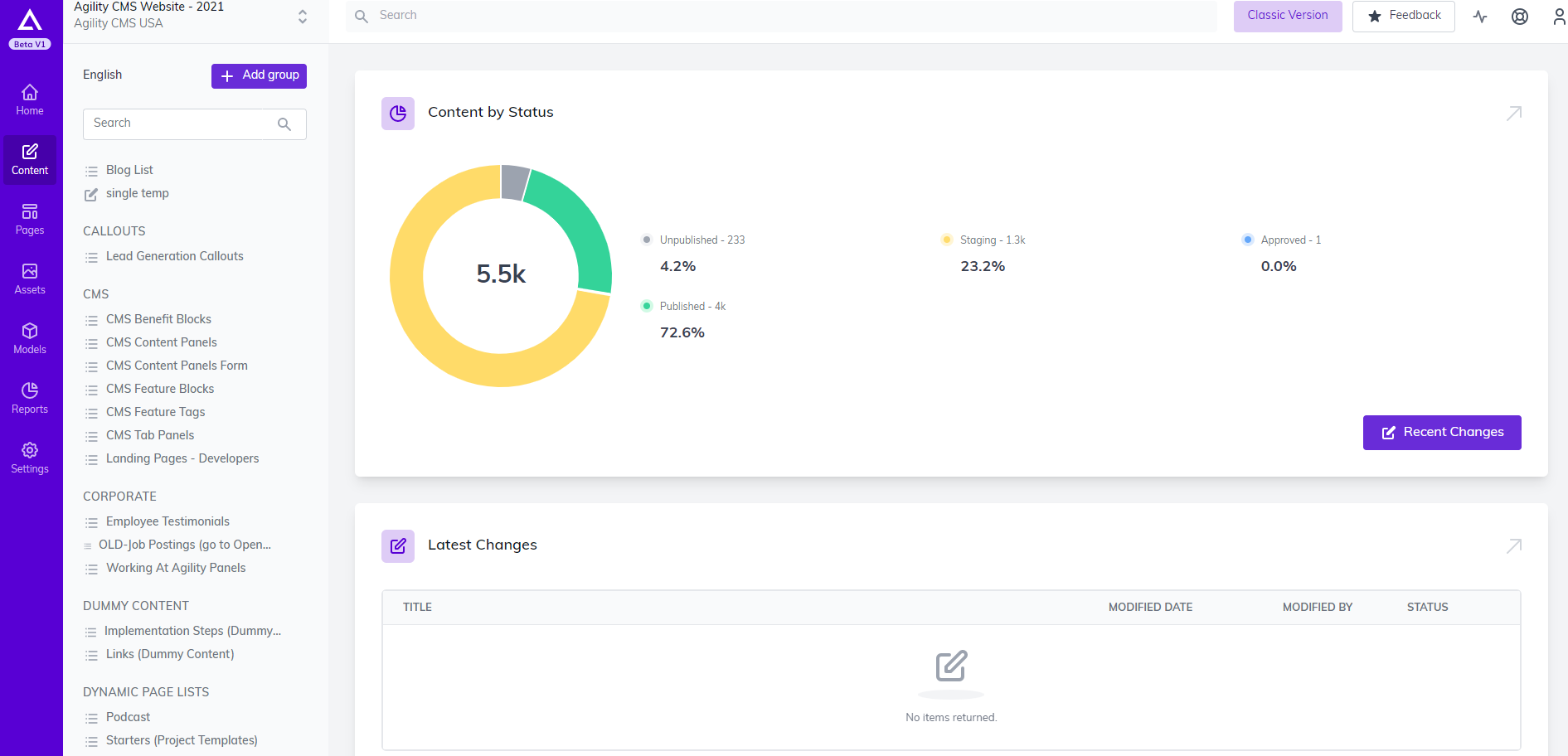 Agility CMS screenshot & Video
