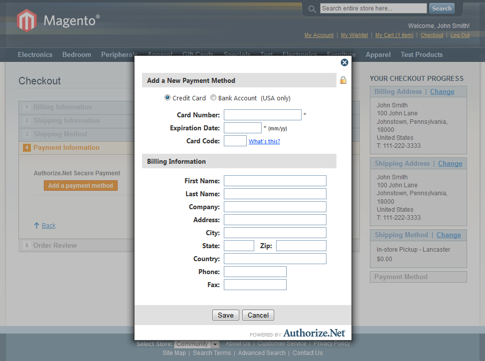 Authorize.net screenshot & Video