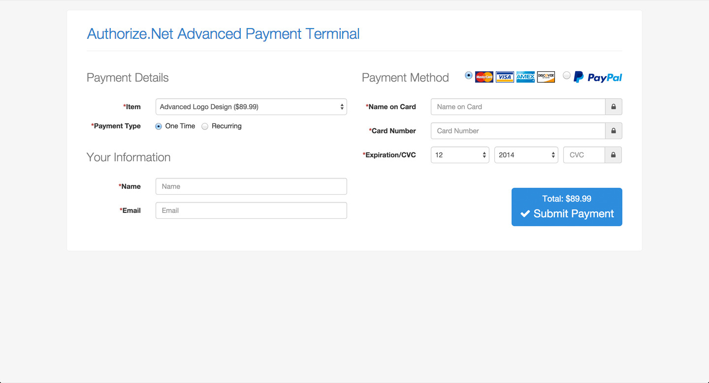 Authorize.net screenshot & Video
