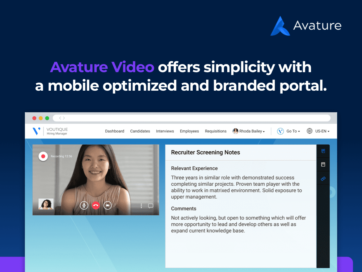 Avature screenshot & Video