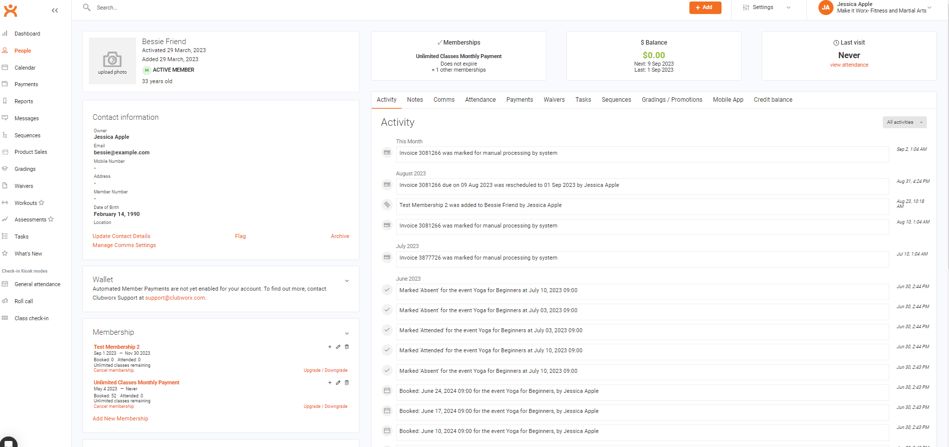 Clubworx screenshot & Video