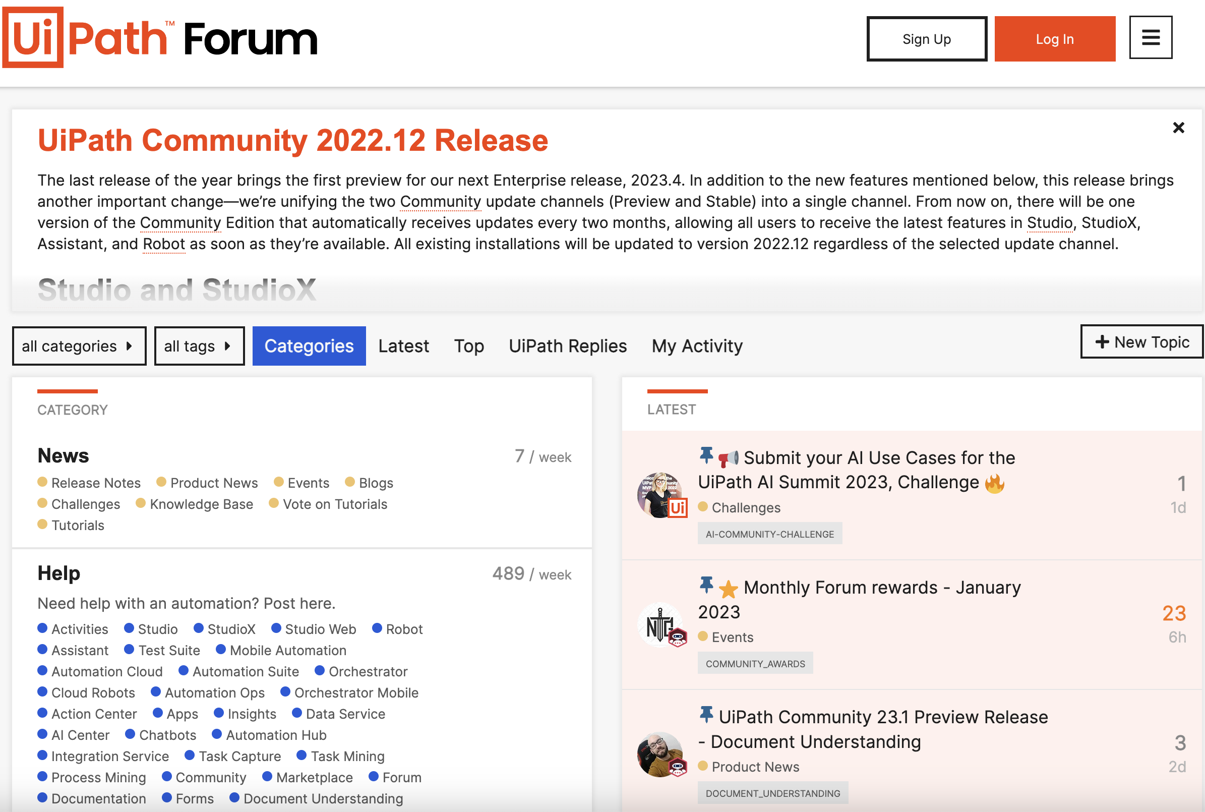 Discourse screenshot & Video