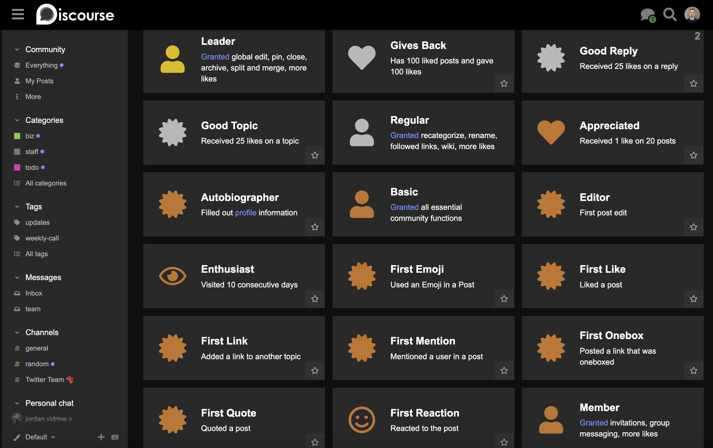 Discourse screenshot & Video