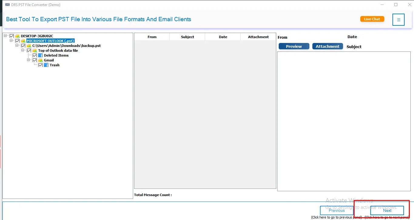 DRS Softech PST File Converter screenshot & Video