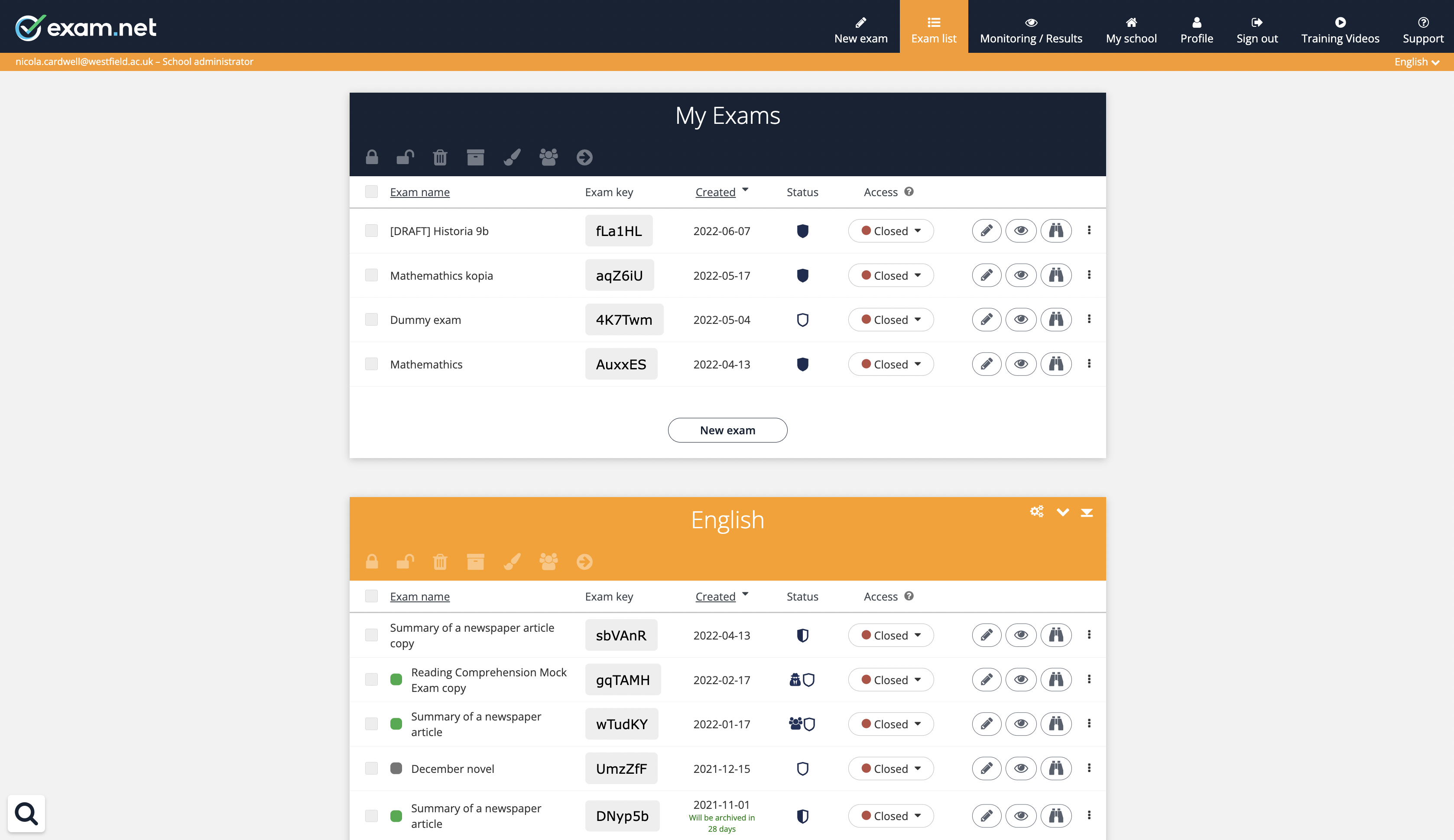 Exam.net screenshot & Video
