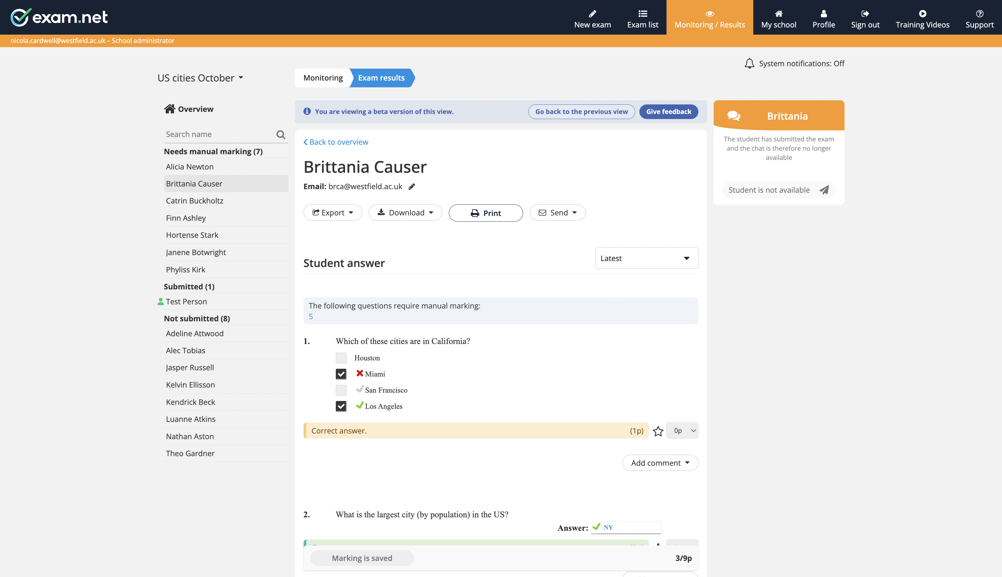 Exam.net screenshot & Video