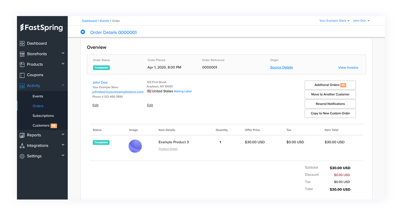 FastSpring screenshot & Video