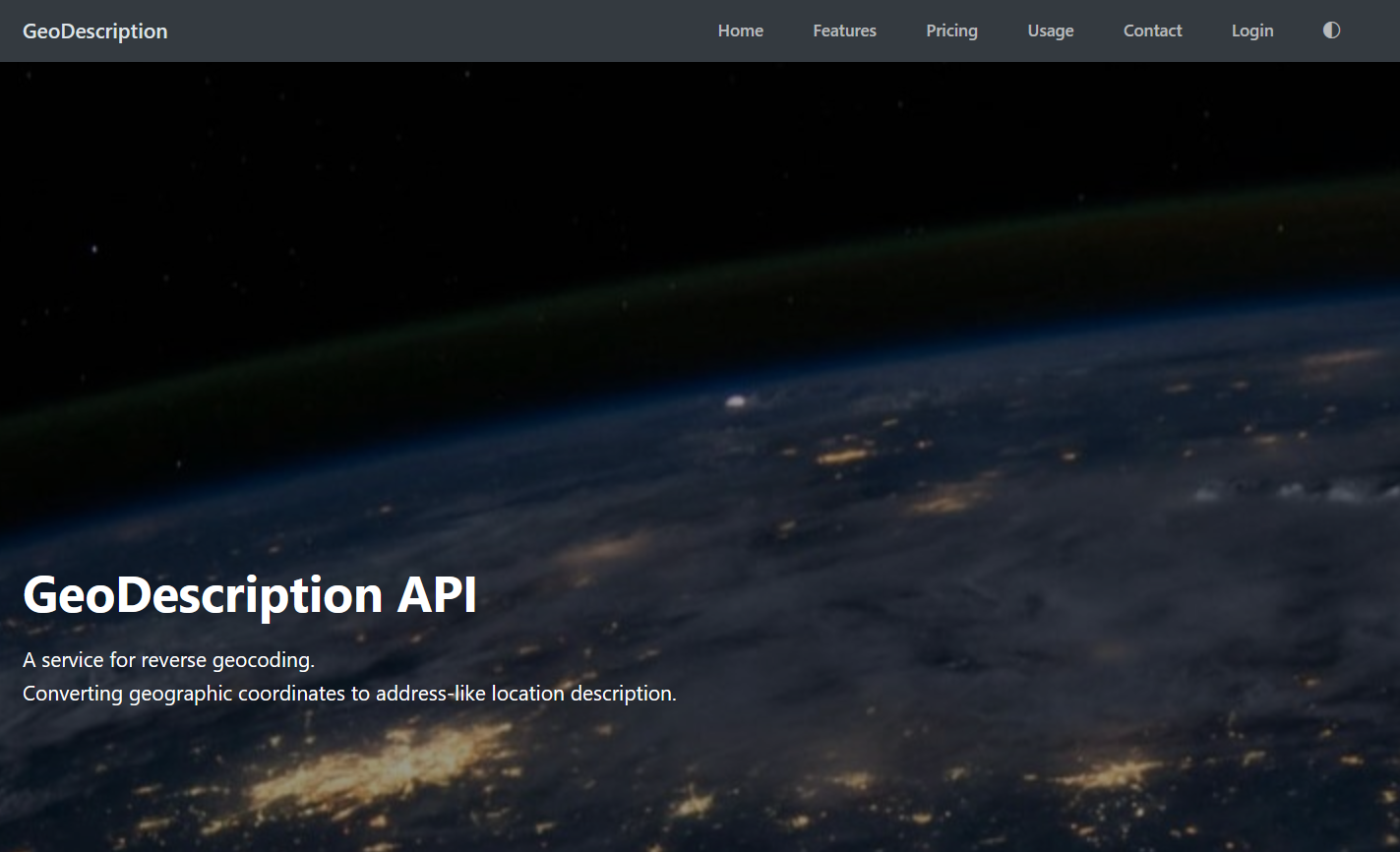 GeoDescription API screenshot & Video