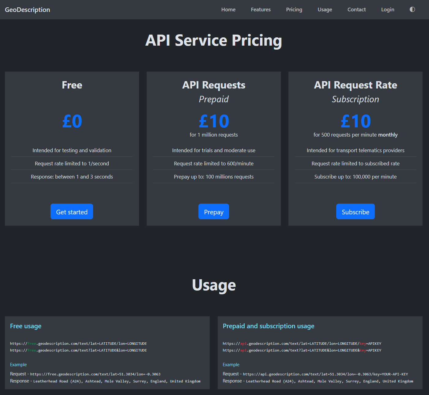 GeoDescription API screenshot & Video