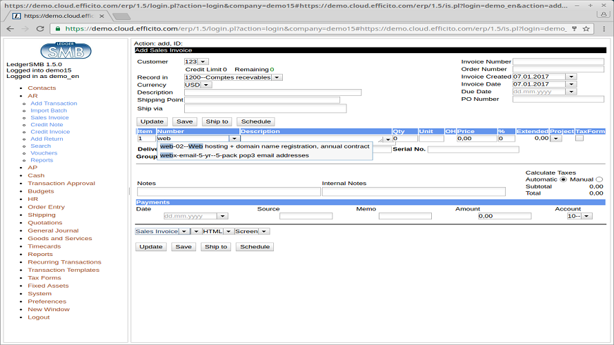 LedgerSMB screenshot & Video