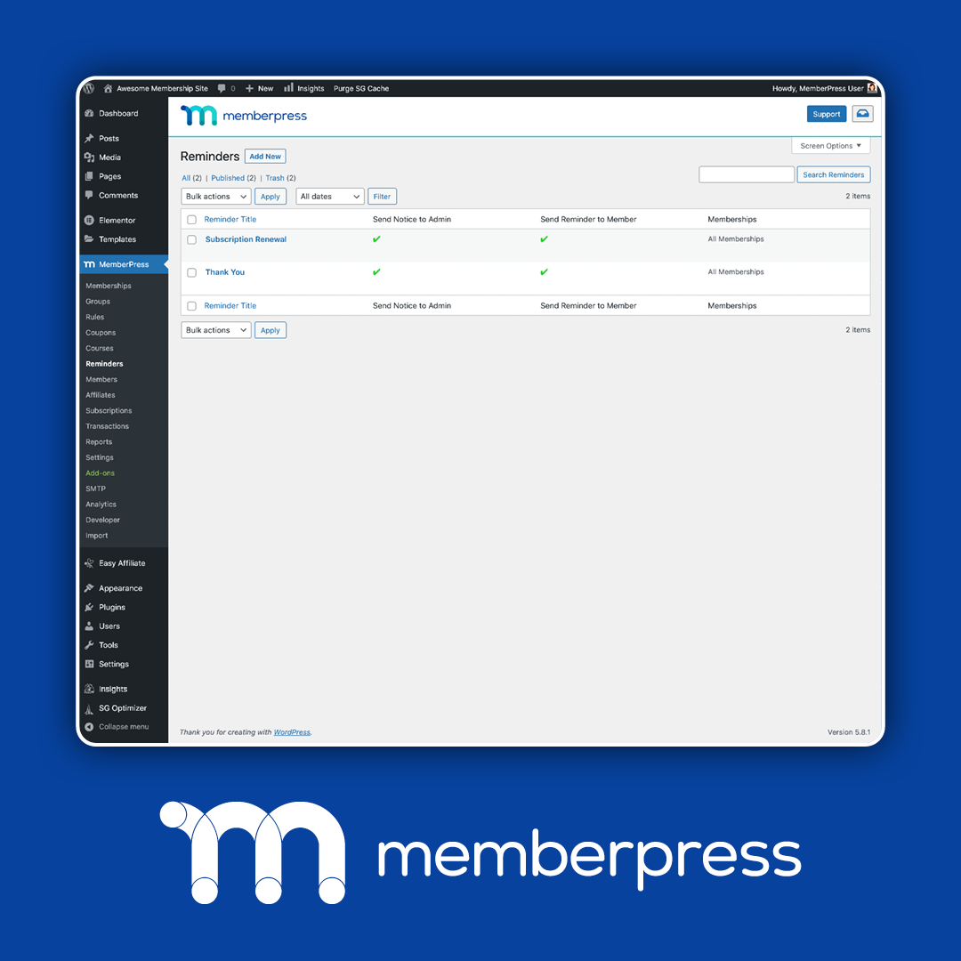 MemberPress screenshot & Video