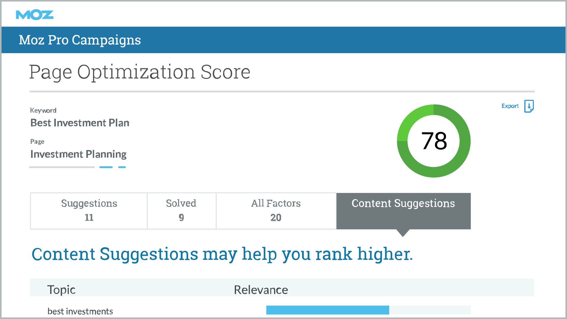 Moz Pro screenshot & Video