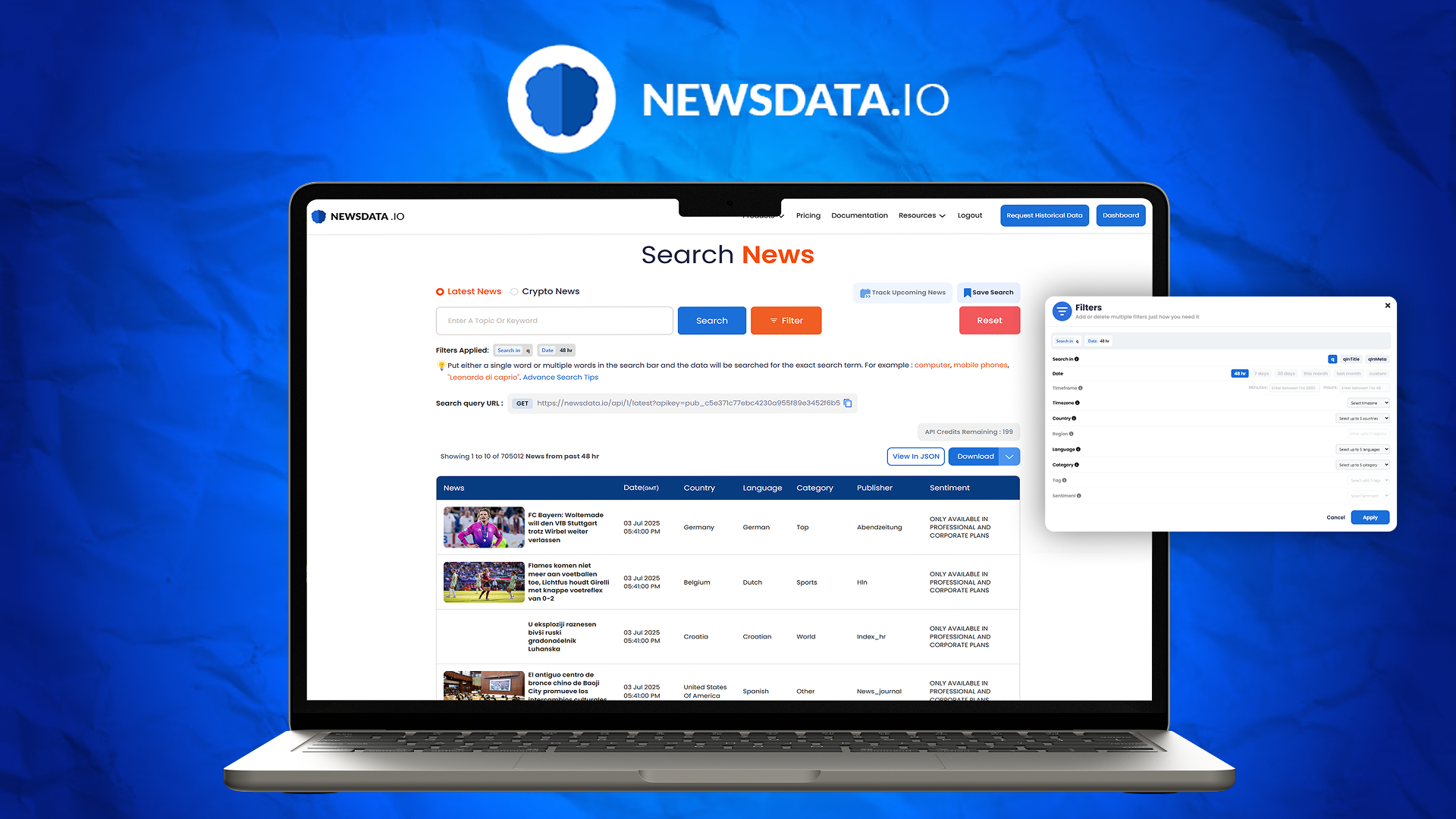 NewsData.io screenshot & Video