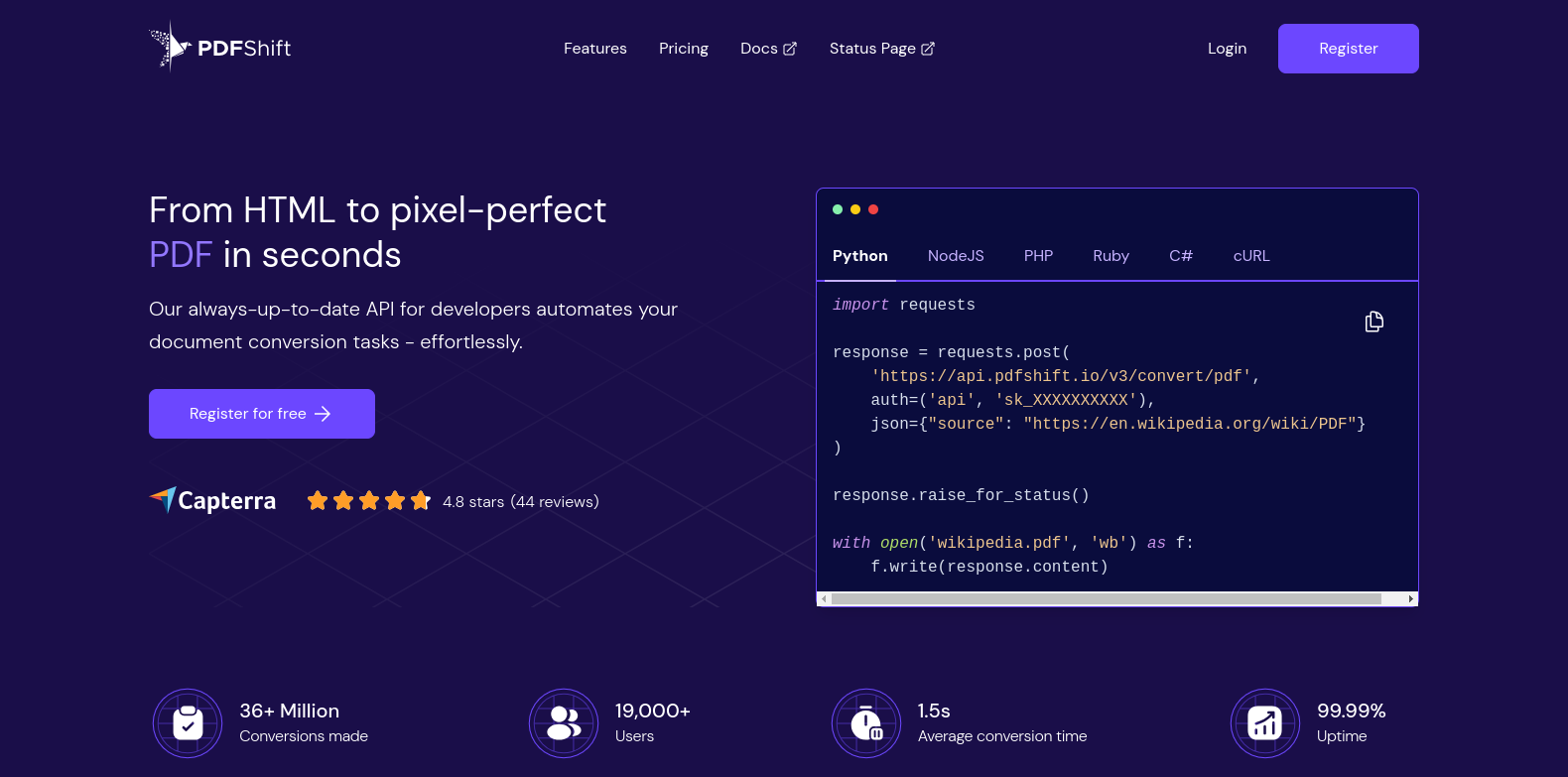 PDFShift screenshot & Video