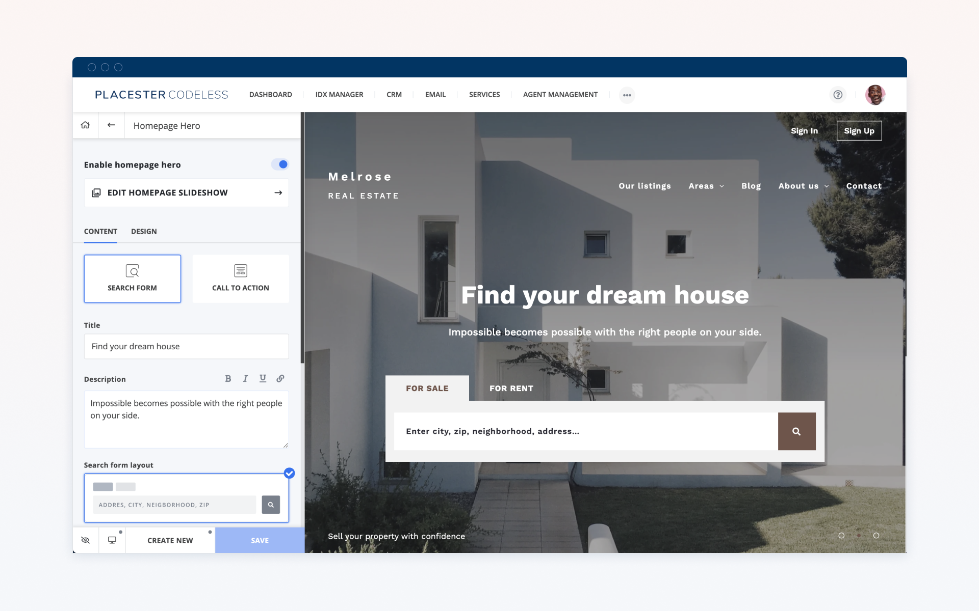 Placester screenshot & Video