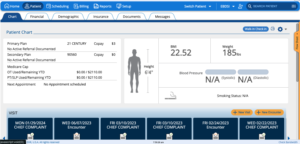 Practice EHR screenshot & Video
