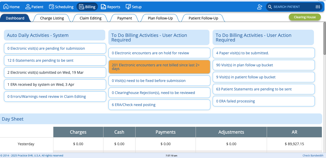 Practice EHR screenshot & Video
