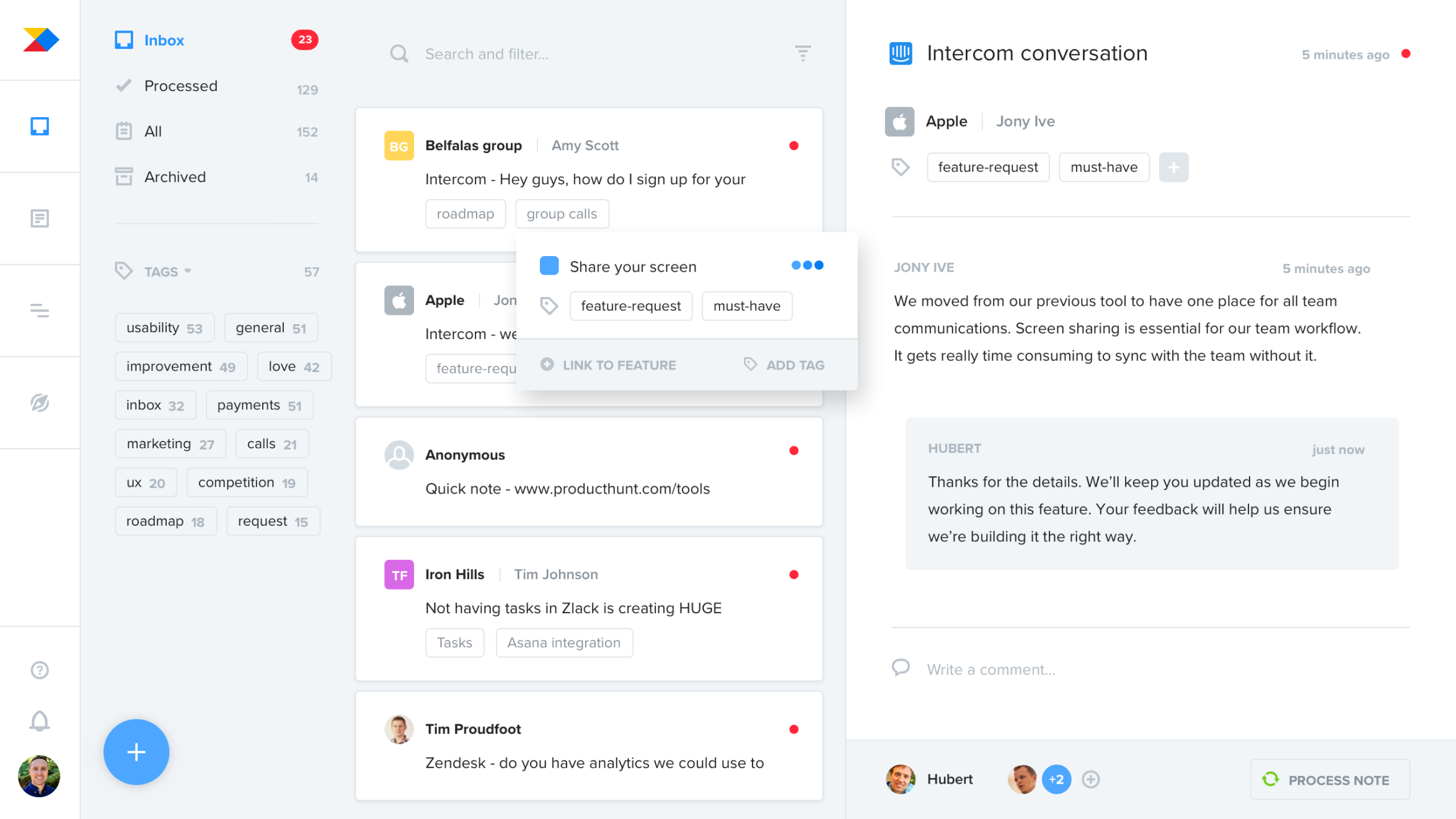 Productboard screenshot & Video