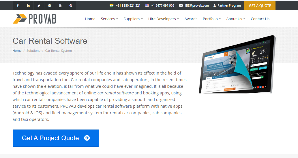 PROVAB Car Rental Software screenshot & Video