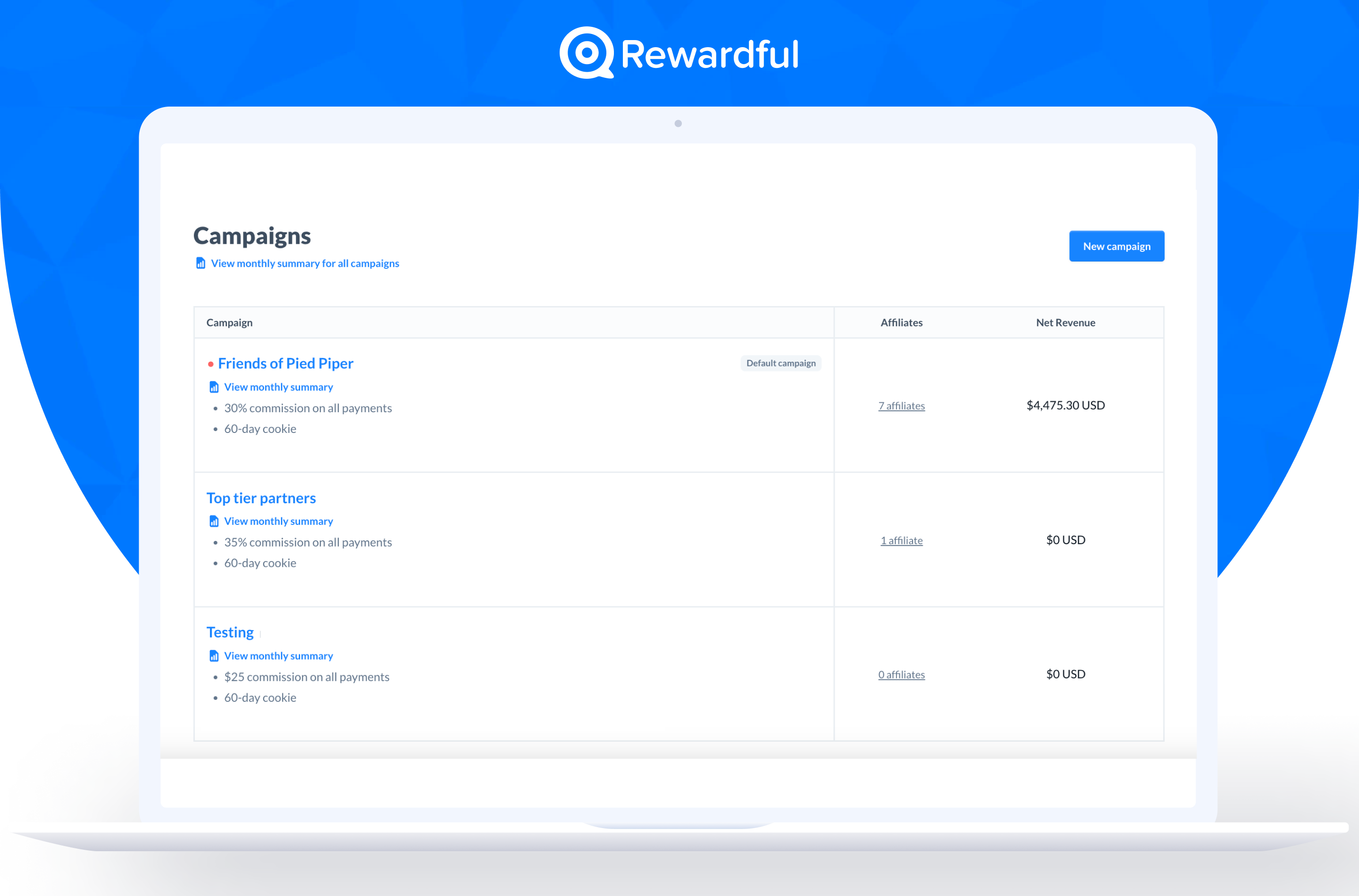 Rewardful screenshot & Video