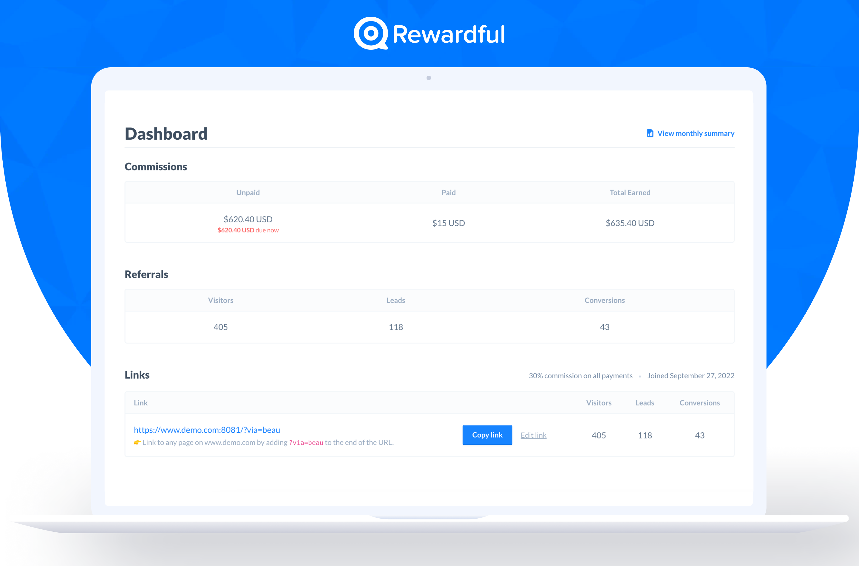 Rewardful screenshot & Video