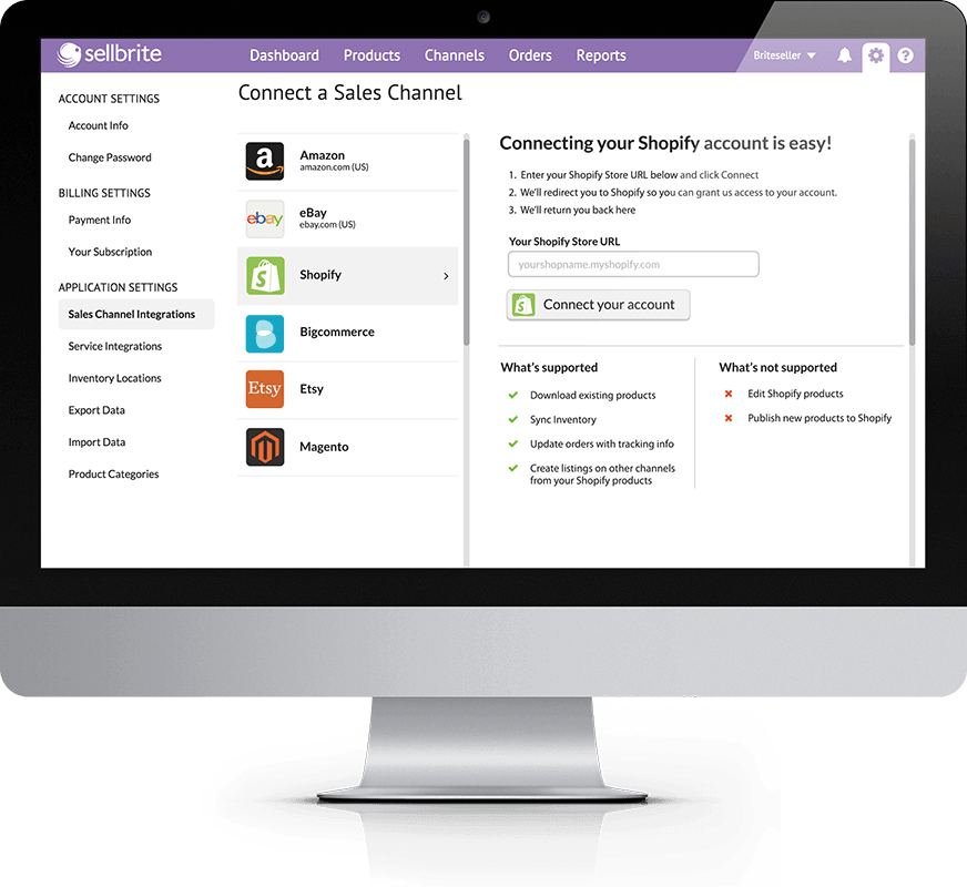 Sellbrite screenshot & Video
