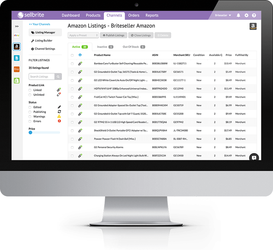 Sellbrite screenshot & Video