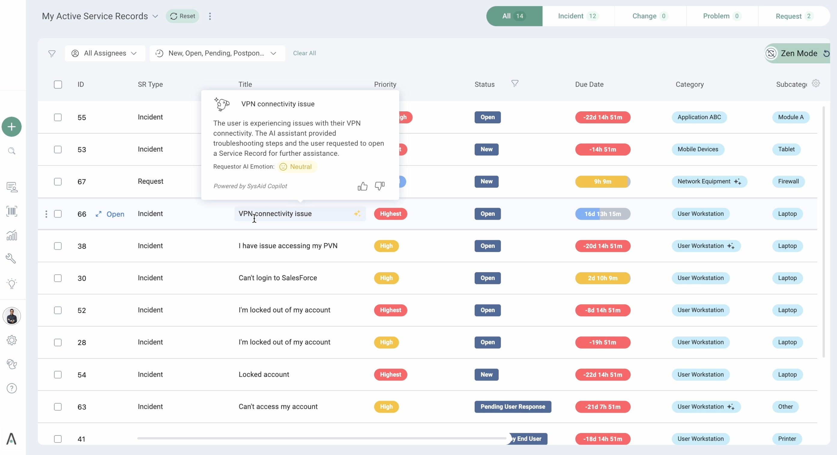 SysAid screenshot & Video