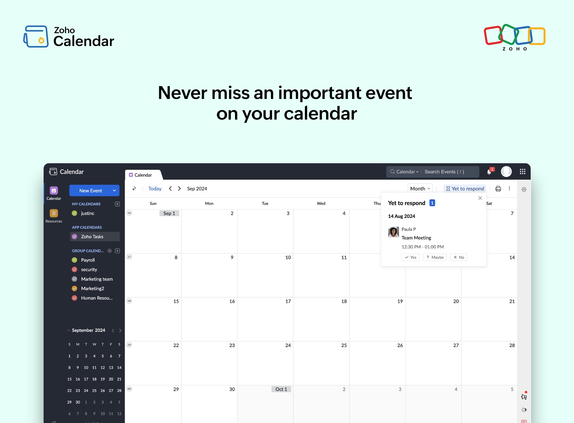 Zoho Calendar screenshot & Video
