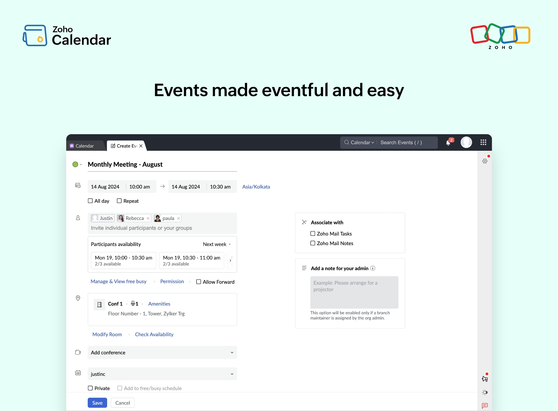 Zoho Calendar screenshot & Video